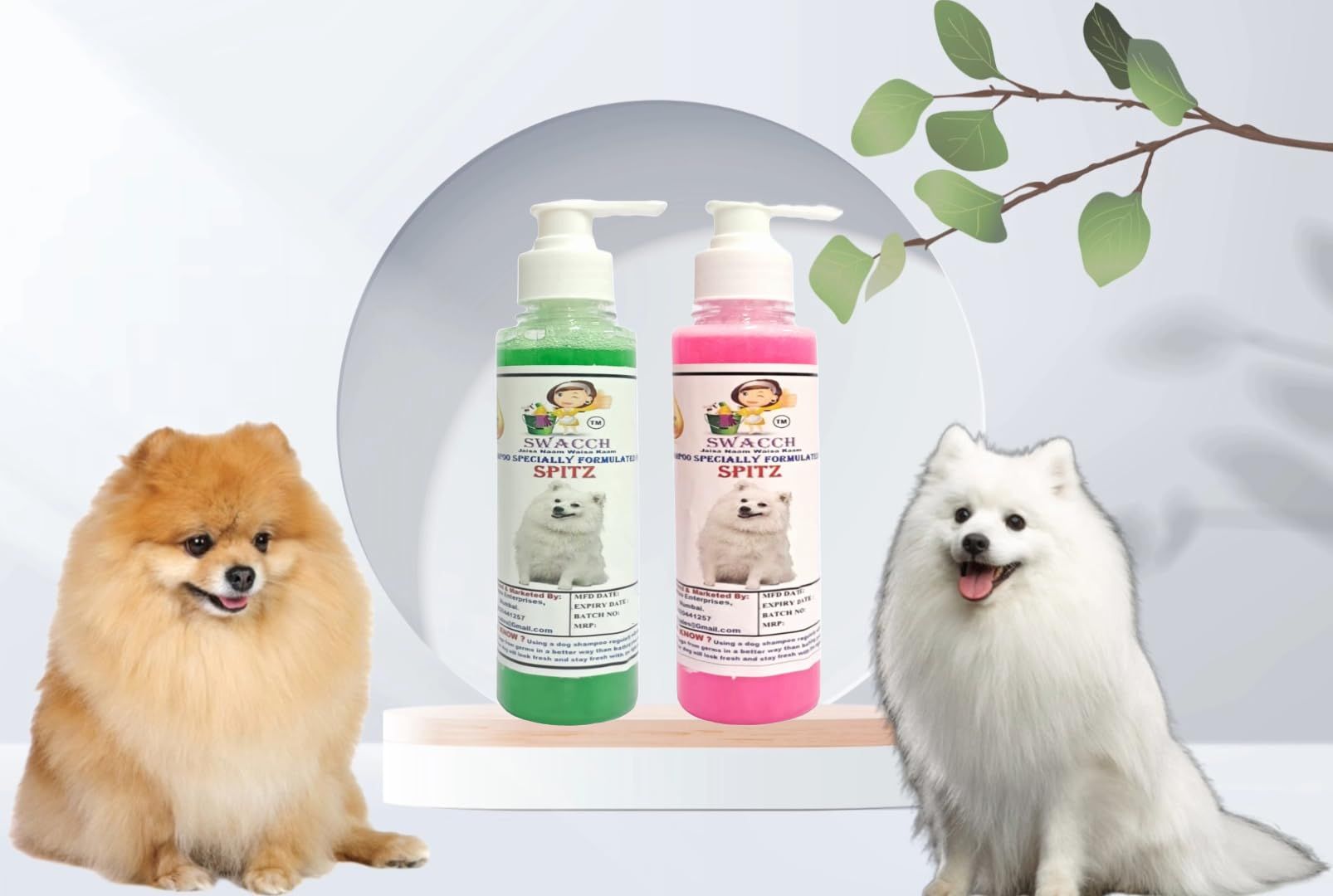 SWACCH Premium Shampoo for Spitz (200ML) (Combo Pack of 2) NEEM ALOVERA & Rose