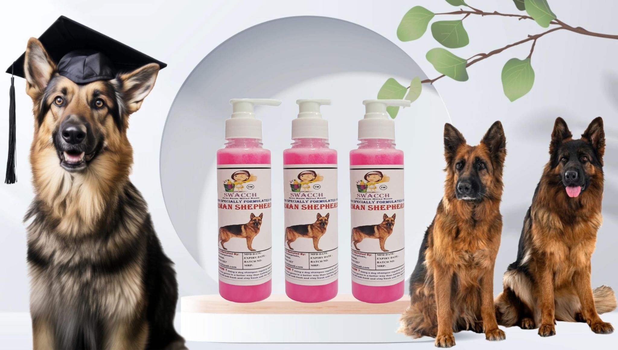 SWACCH Premium Shampoo for German Shepherd (200ML) (Pack of 3) Rose
