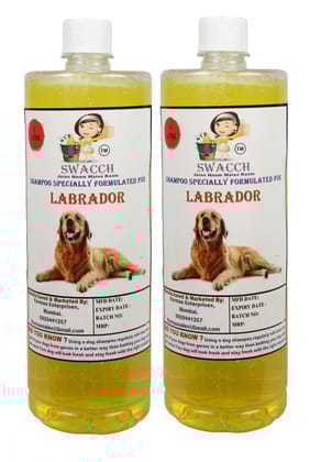 SWACCH Shampoo Specially FORMULATED for Labrador (1 Litre) (Pack of 2) Lemon