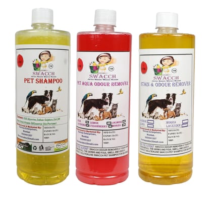 Swacch Shampoo (Lemon) + Deodorizer (Lemon) + Stain Remover (Strawberry) 1 Litre Each