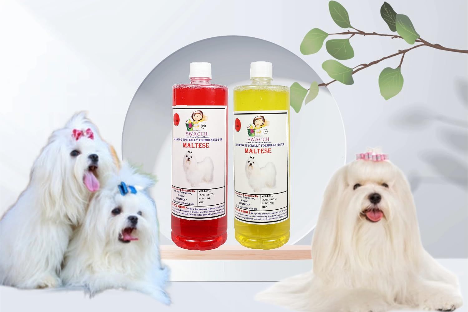 Swacch Shampoo Specially Formulated for Maltese (1 Litre) (Combo Pack of 2) Jasmine & Lemon
