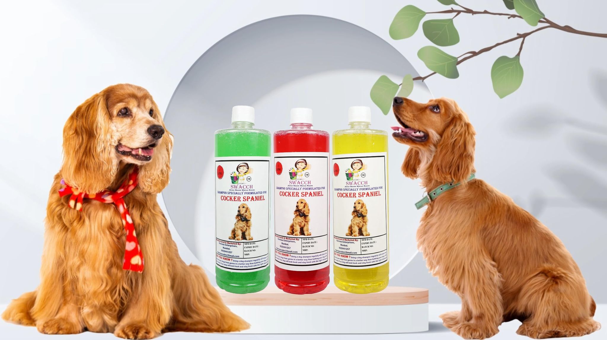 SWACCH Shampoo Specially FORMULATED for Cocker Spaniel (1 Litre) (Combo Pack of 3) NEEM ALOVERA, Strawberry & Lemon