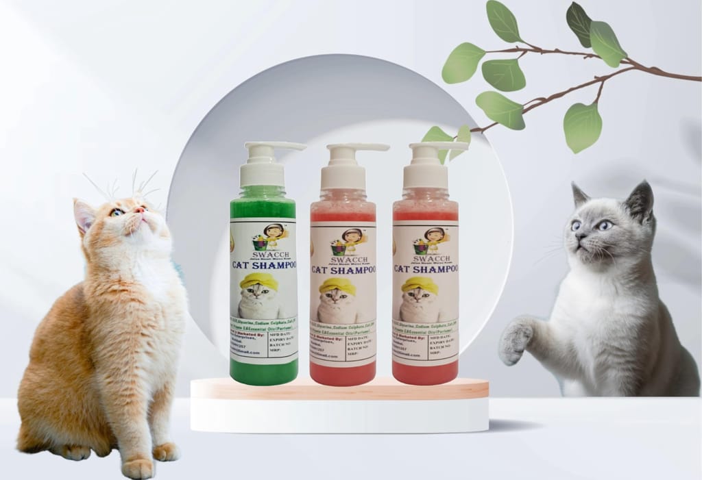 SWACCH Premium Shampoo for CAT Shampoo (200ML) (Combo Pack of 3) NEEM ALOVERA, Jasmine & Strawberry