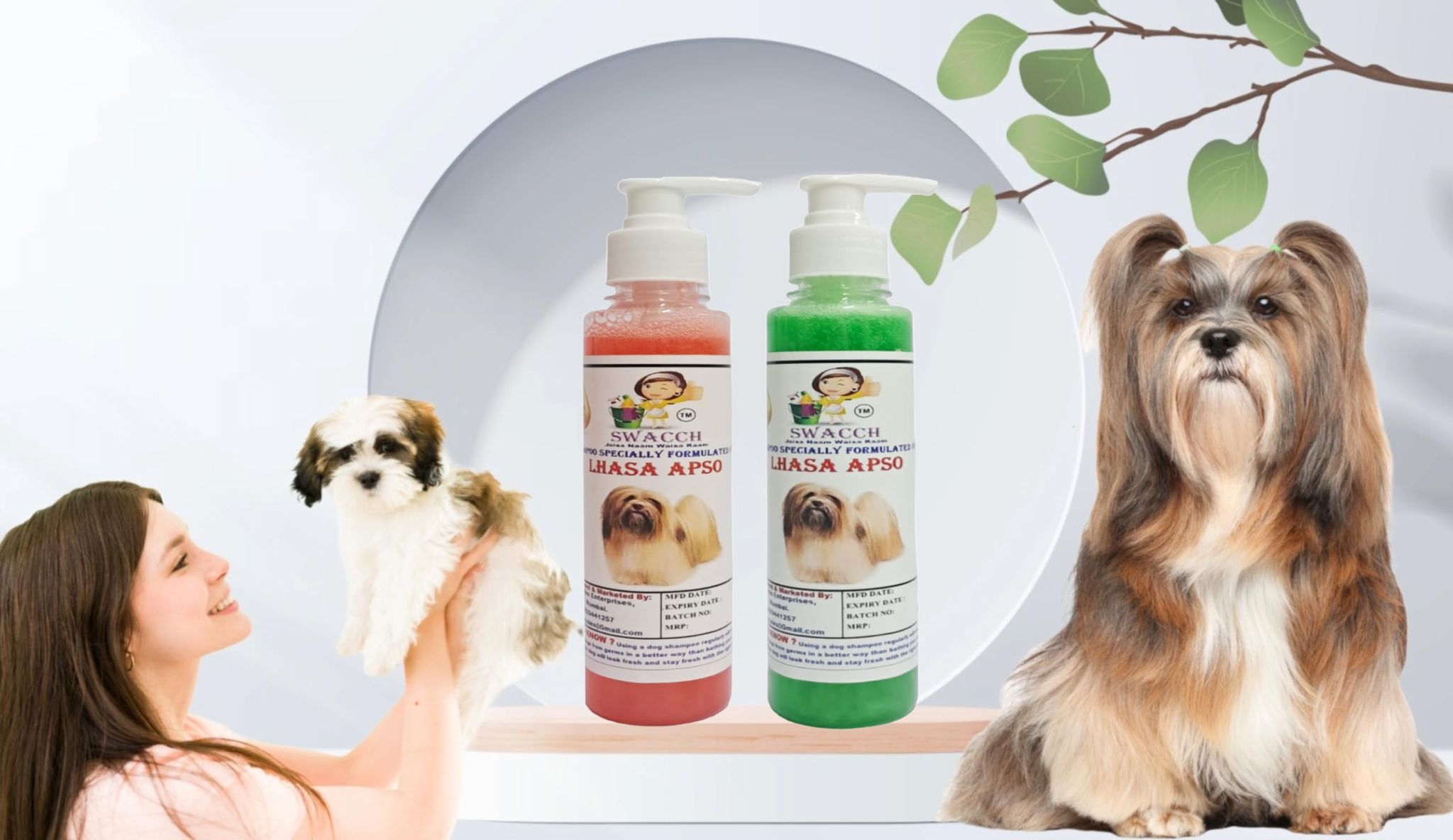 SWACCH Premium Shampoo for Lhasa APSO (200ML) (Combo Pack of 2) Strawberry & NEEM ALOVERA