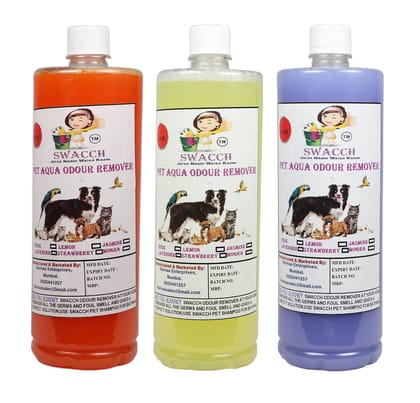 Swacch PET Aqua Odour Remover (1 Litre) (Combo Pack of 3) Orange, Lemon & Lavender
