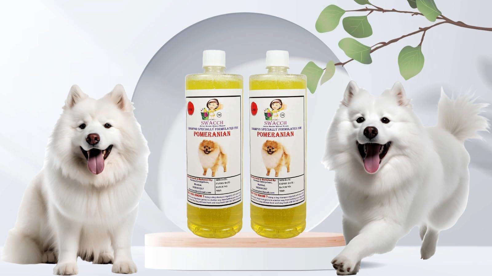 Swacch Shampoo Specially Formulated for Pomeranian (1 Litre) (Combo Pack of 2) Lemon