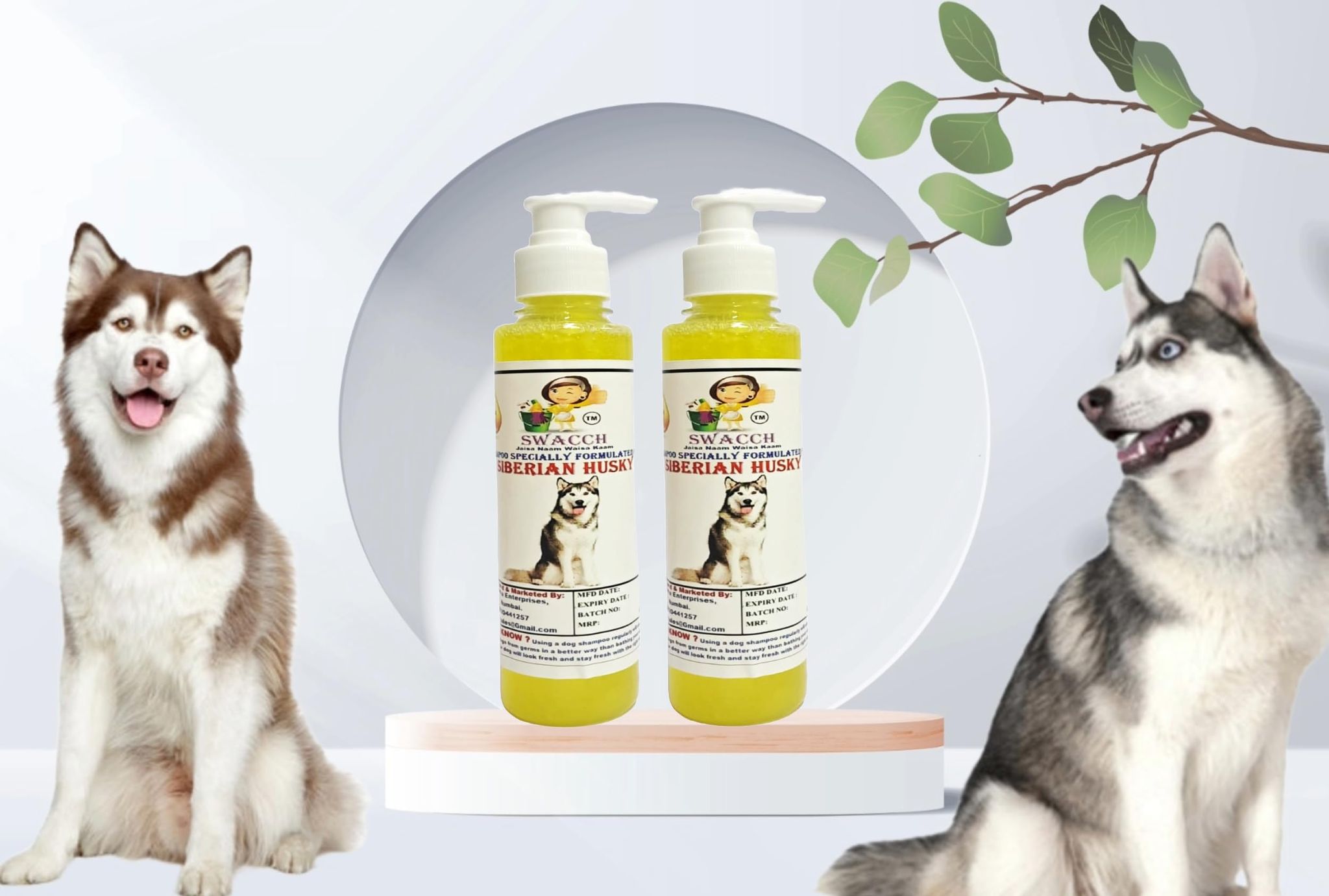 SWACCH Premium Shampoo for Siberian Husky (200ML) (Pack of 2) Lemon