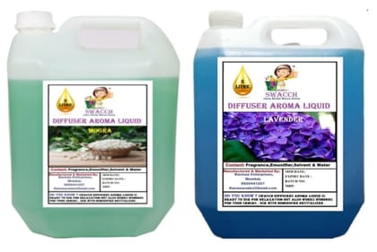 Swacch Diffuser Aroma Liquid (5 Litre) (Pack of 2) Mogra & Lavender