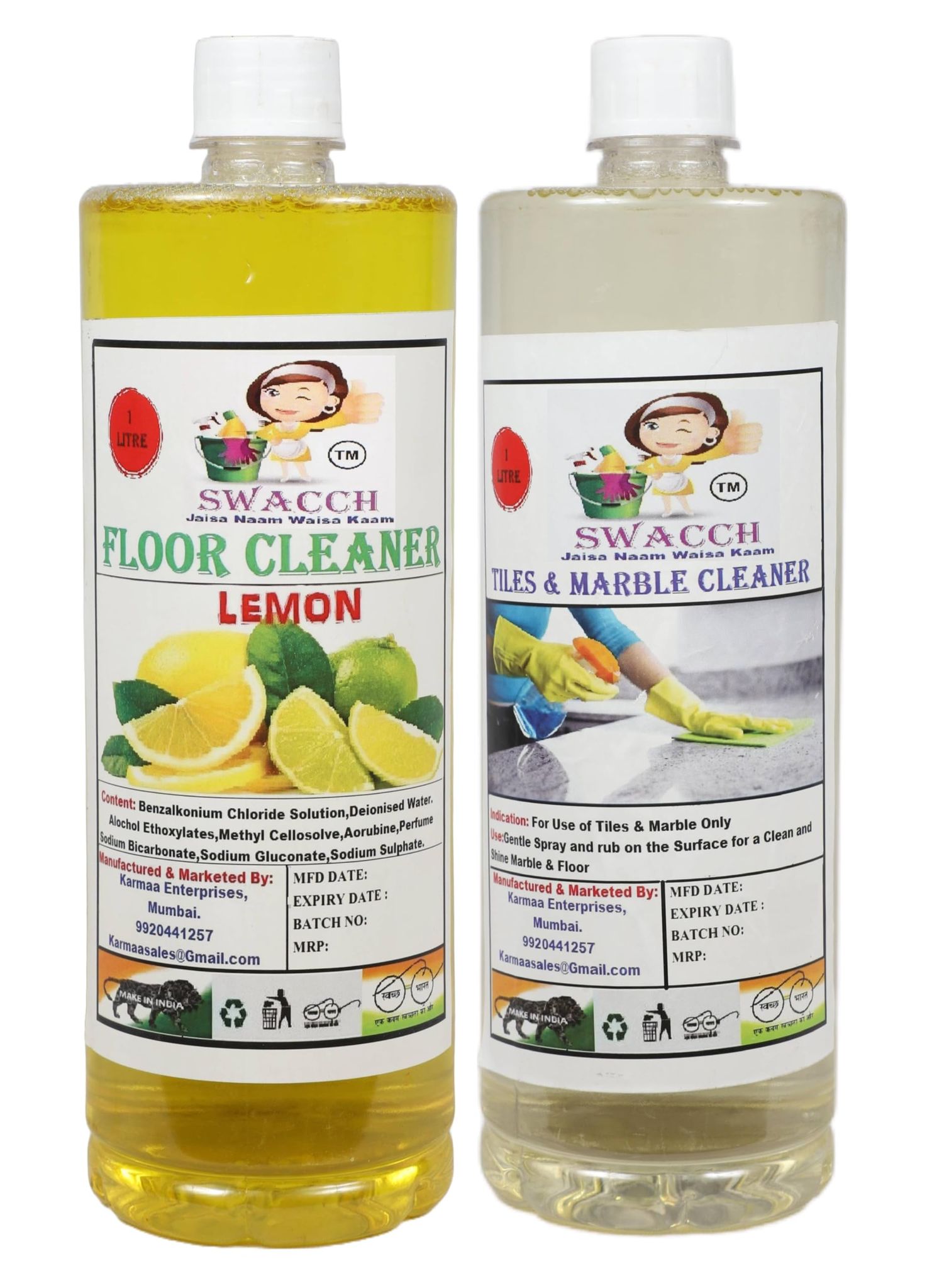 HOME CARE COMBO Floor Cleaner Lemon & Tiles and Marble Cleaner 1 Litre (Pack of 2)
