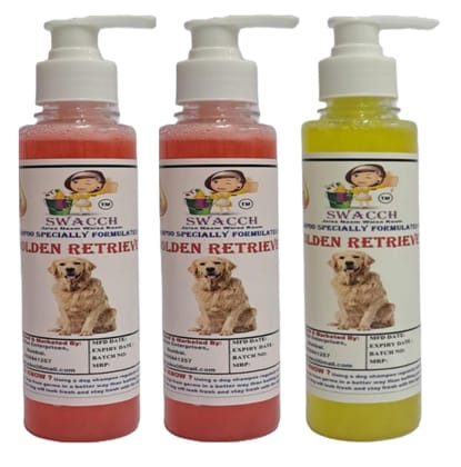 SWACCH Premium Shampoo for Golden Retriever (200ML) (Combo Pack of 3) Jasmine, Strawberry & Lemon