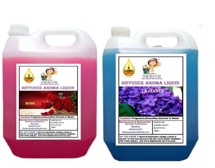 Swacch Diffuser Aroma Liquid (5 Litre) (Pack of 2) Rose & Lavender Swacch Diffuser Aroma Liquid (5 Litre) (Pack of 2) Rose & Lavender
