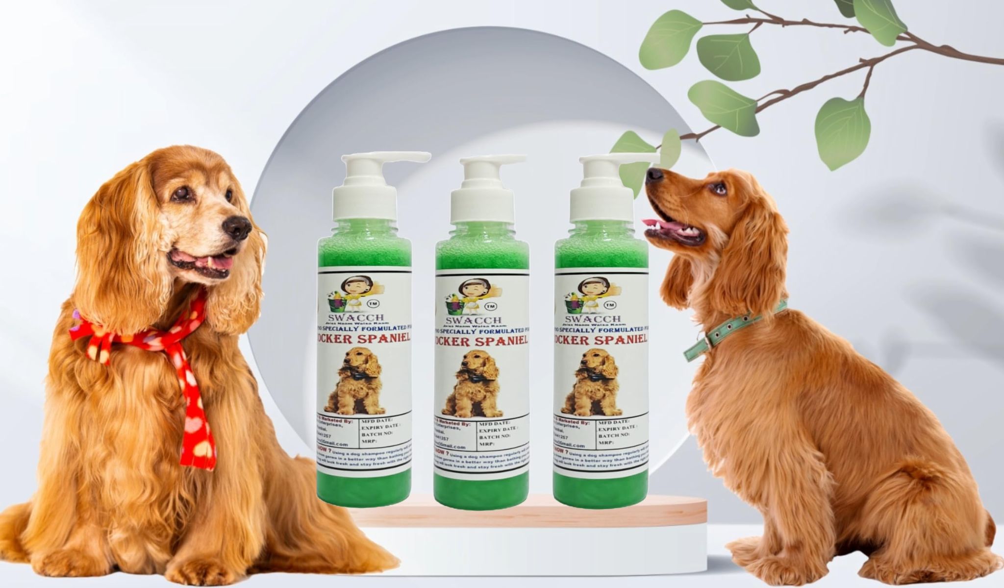 SWACCH Premium Shampoo for Cocker Spaniel (200ML) (Pack of 3) NEEM ALOVERA