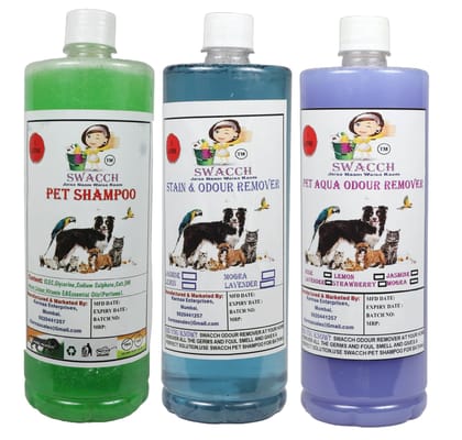 Swacch Shampoo (Neem Alovera) + Deodorizer (Lavender) + Stain Remover (Lavender) (1 Litre) (Pack of 3)