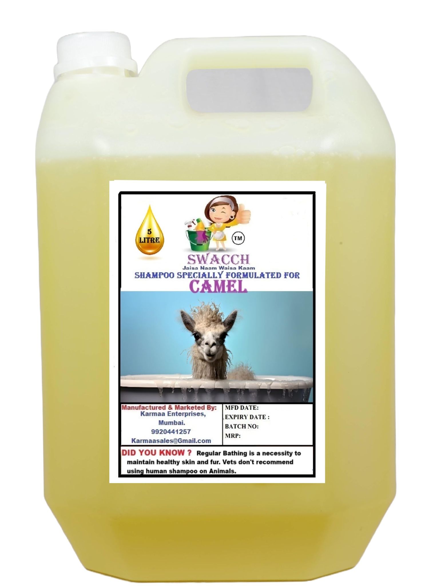 Swacch Shampoo Specially Formulated for Camel (5 Litre) Lemon
