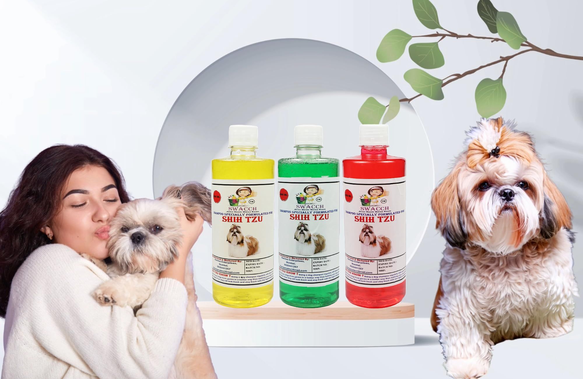 SWACCH Shampoo Specially FORMULATED for Shih TZU (500ML) (Combo Pack of 3) Jasmine, Lemon & NEEM ALOVERA