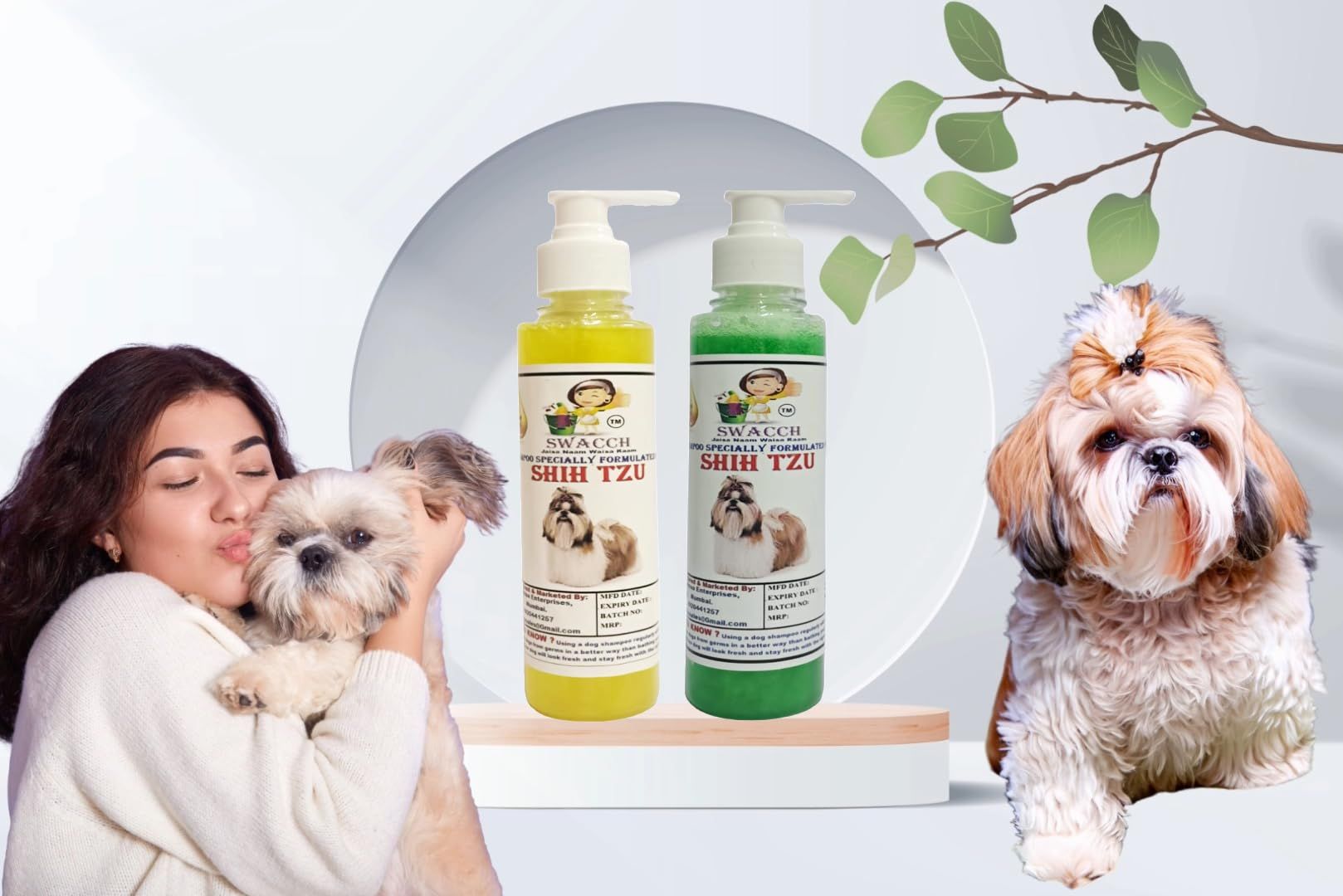 SWACCH Premium Shampoo for Shih TZU (200ML) (Combo Pack of 2) Lemon & NEEM ALOVERA