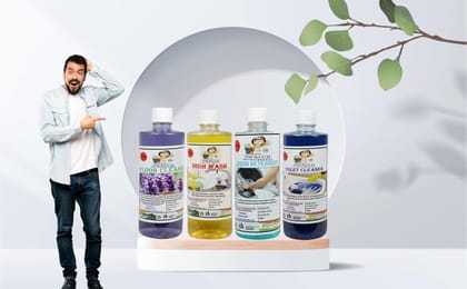 Home Care Combo Floor Cleaner Lavender, Dish Wash Lemon, Liquid Detergent Lavender & Toilet Cleaner (500ml) (Pack of 4)