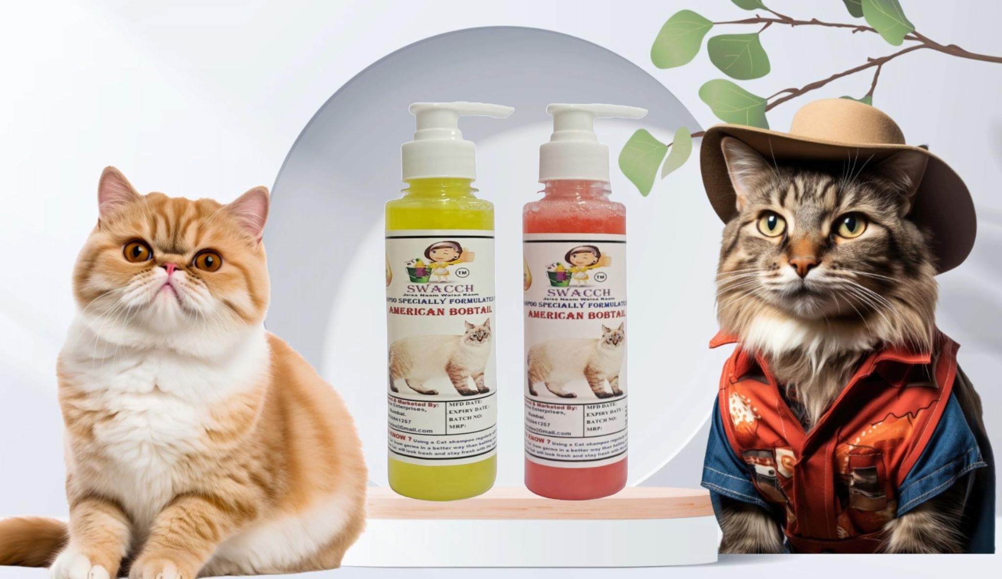 SWACCH Premium Shampoo for American Bobtail (200ML) (Pack of 2) Lemon & Jasmine