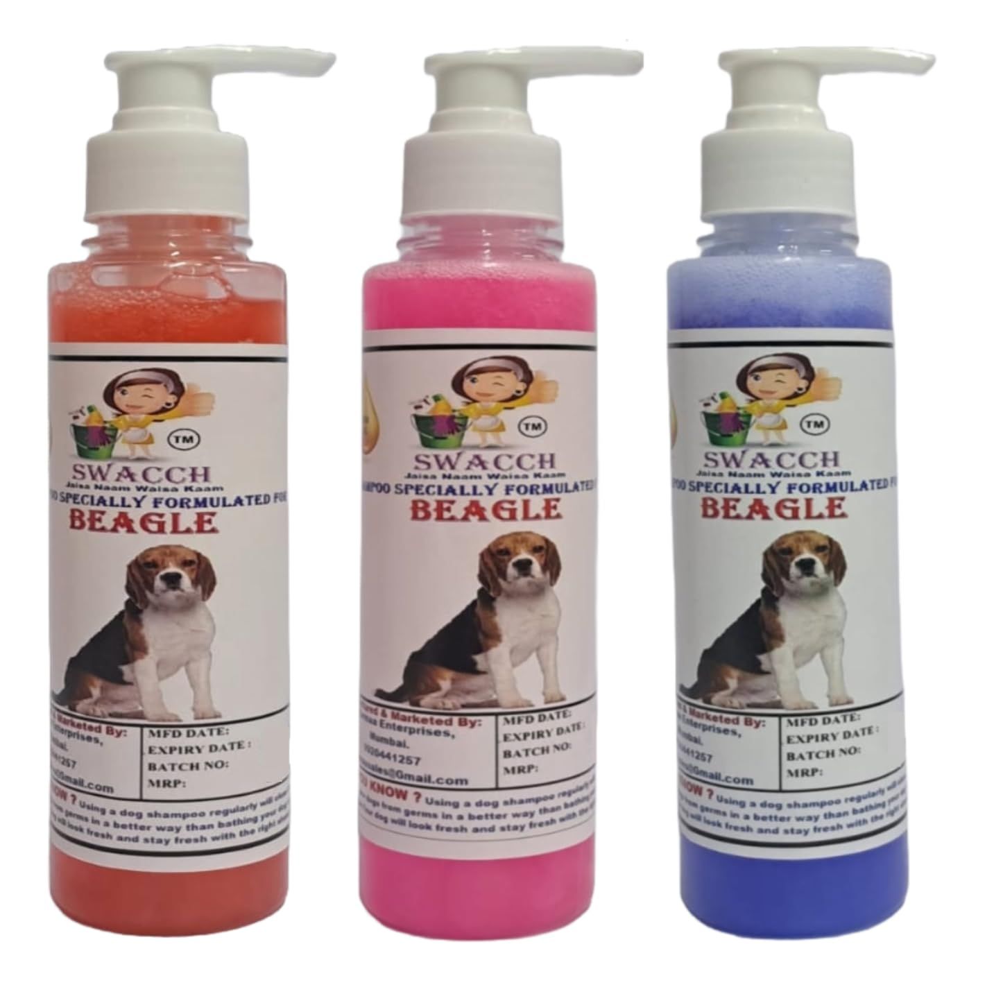 SWACCH Premium Shampoo for Beagle (200ML)(Combo Pack of 3) Jasmine, Rose & Lavender