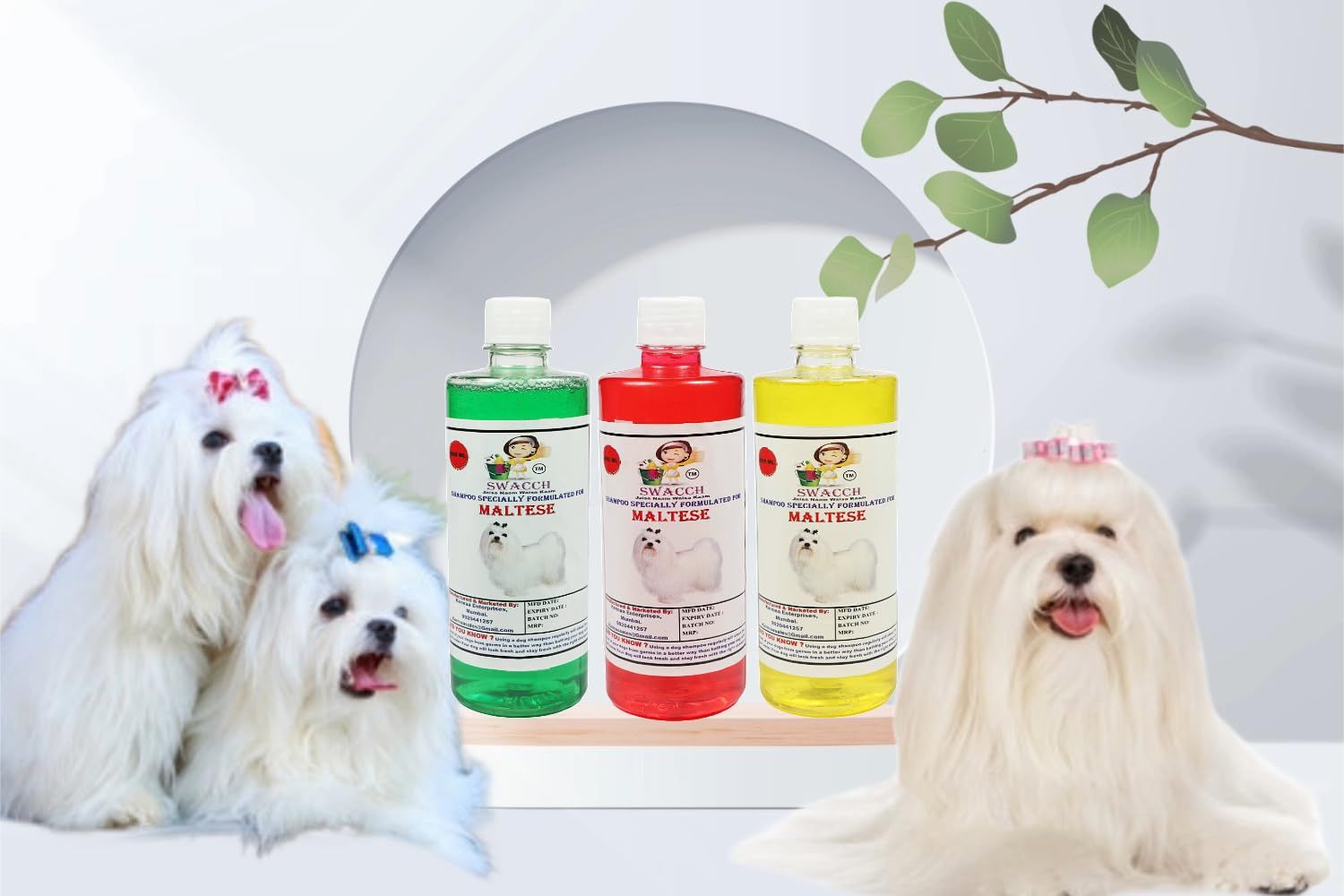 Swacch Shampoo Specially Formulated for Maltese (500ml) (Combo Pack of 3) Neem Alovera, Strawberry & Lemon