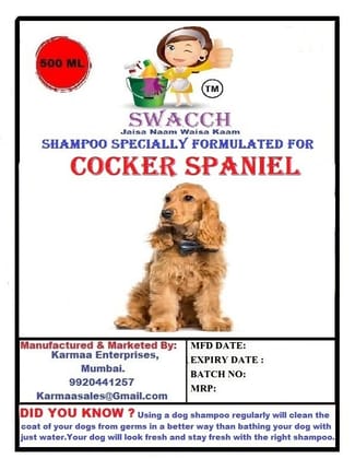 SWACCH Shampoo Specially FORMULATED for Jasmine (Cooker Spaniel 500ML)