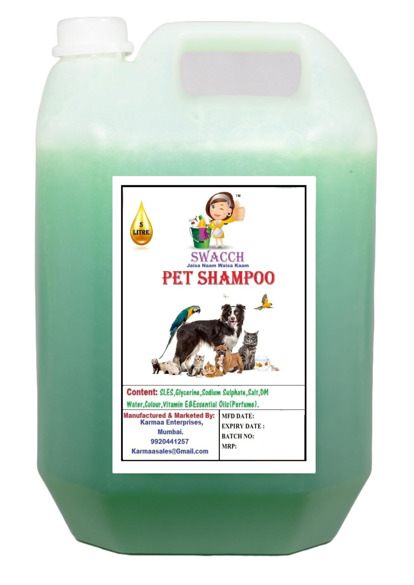 SWACCH PET Shampoo (5 Litre) NEEM ALOVERA