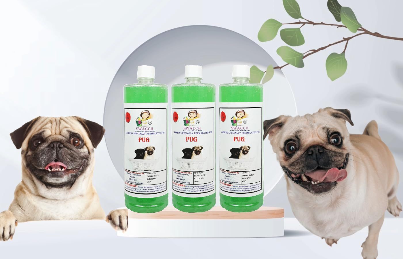 Swacch Shampoo Specially Formulated for Pug (3 Litre) (Combo Pack of 3) Neem Alovera