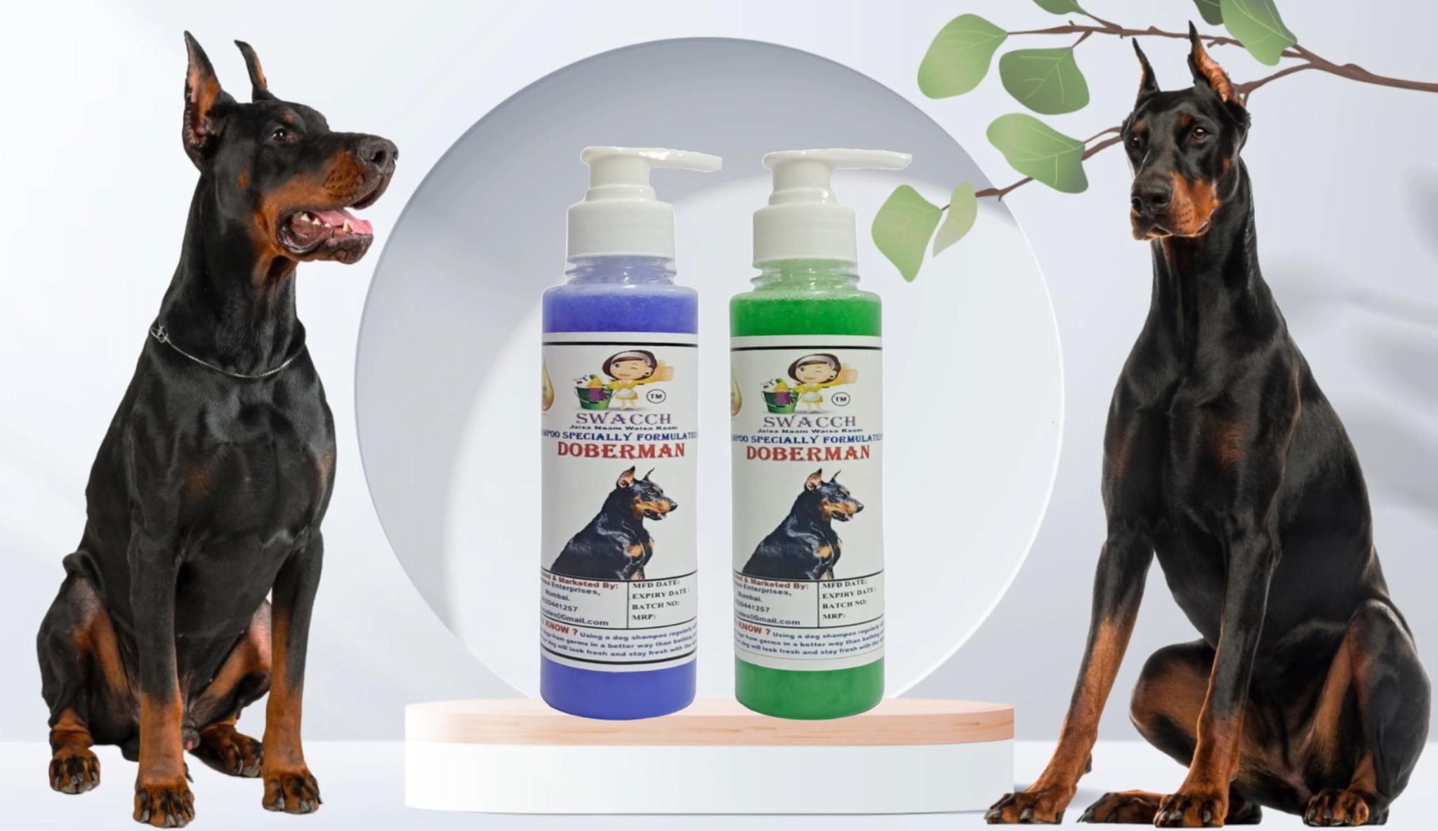 SWACCH Premium Shampoo for Doberman (200ML) (Combo Pack of 2) Lavender & NEEM ALOVERA