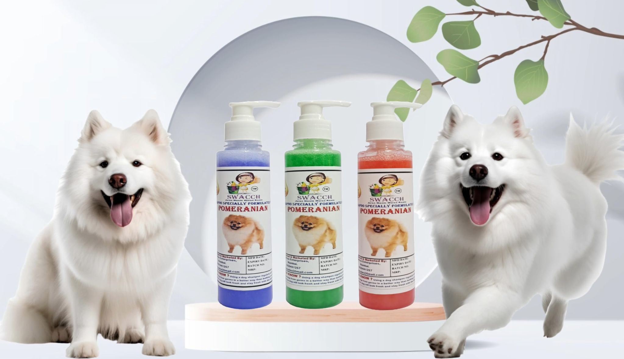 SWACCH Premium Shampoo for Pomeranian (200ML) (Combo Pack of 3) Lavender, NEEM ALOVERA & Jasmine
