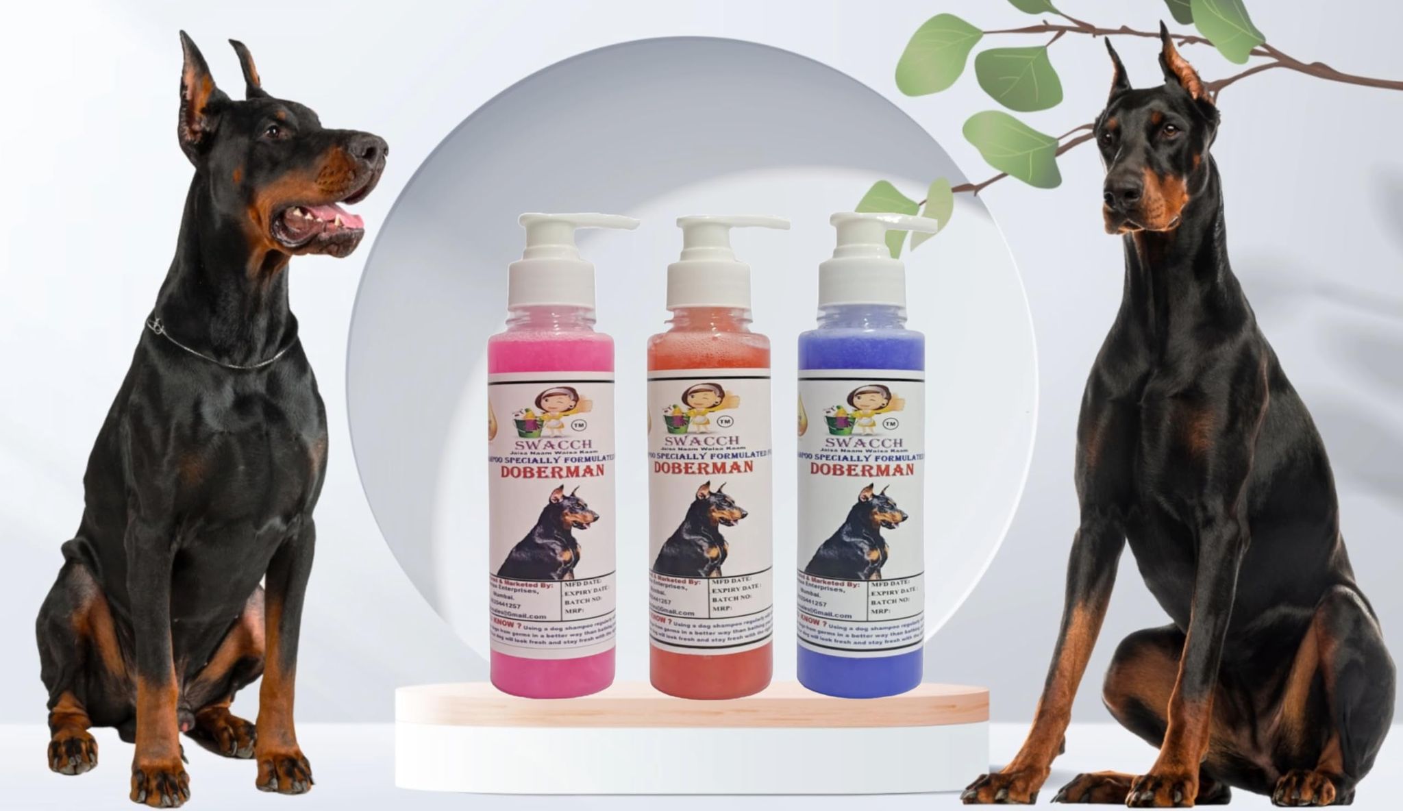 SWACCH Premium Shampoo for Doberman (200ML) (Combo Pack of 3) Rose, Jasmine & Lavender