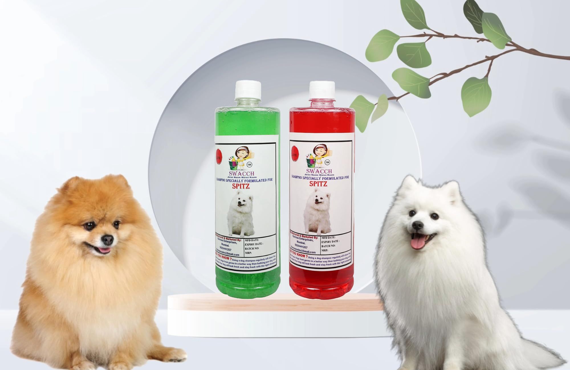 SWACCH Shampoo Specially FORMULATED for Spitz (1 Litre) (Combo Pack of 2) NEEM ALOVERA & Jasmine