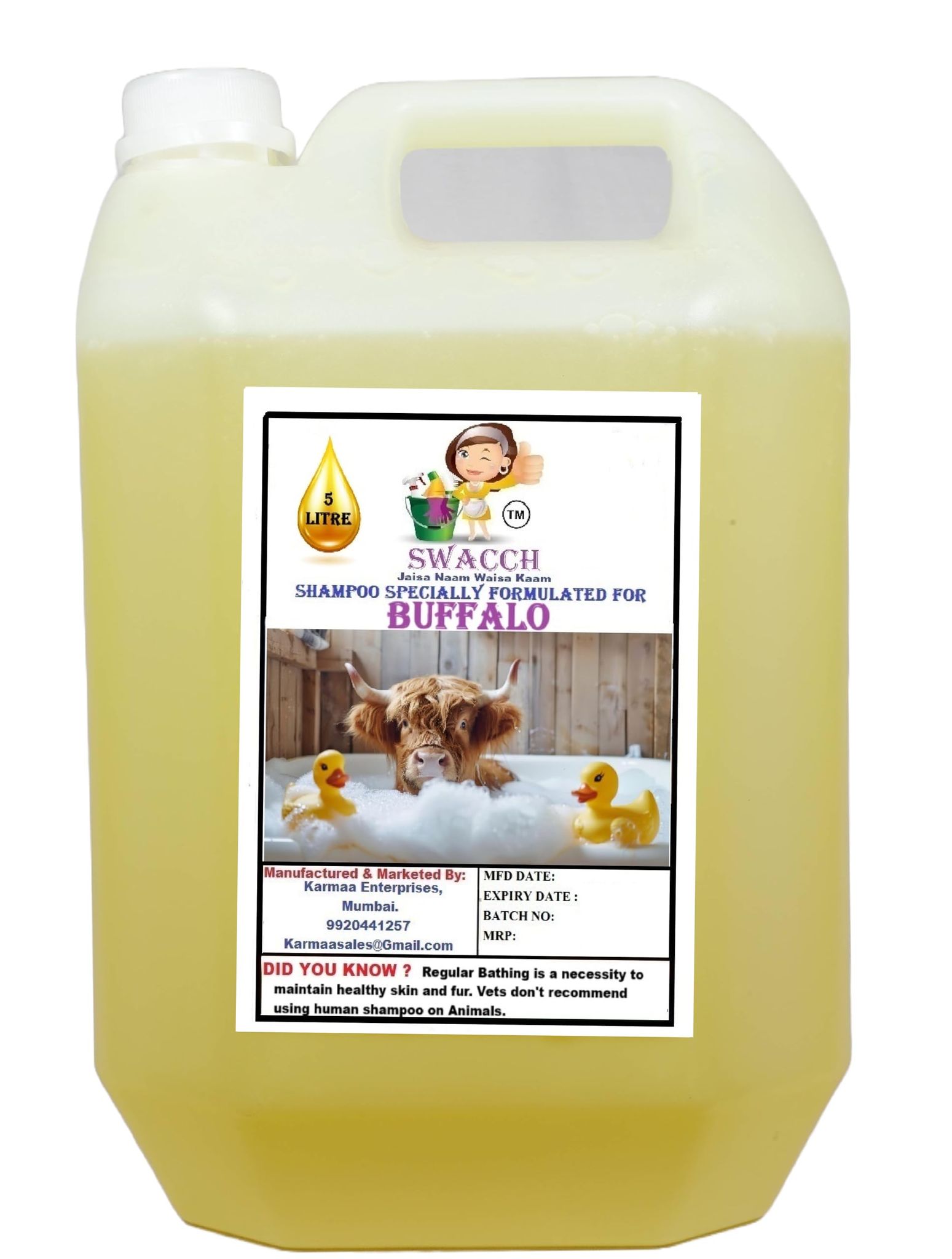 Swacch Shampoo Specially Formulated for Buffalo (5 litre) Lemon