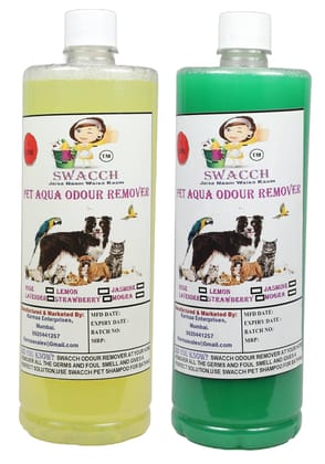 Swacch PET Aqua Odour Remover (1 Litre) (Combo Pack of 2) Lemon & Mogra