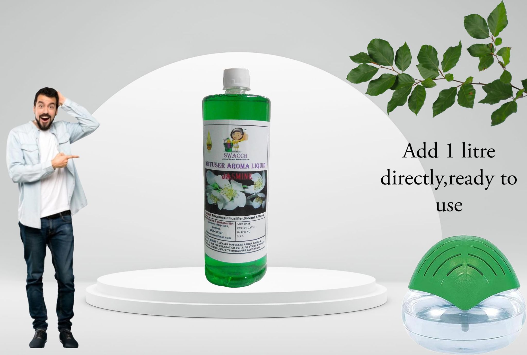Swacch Diffuser Aroma Liquid (1 Litre) Jasmine