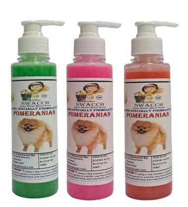 SWACCH Premium Shampoo for Pomeranian (200ML) (Combo Pack of 3) NEEM ALOVERA, Rose & Strawberry