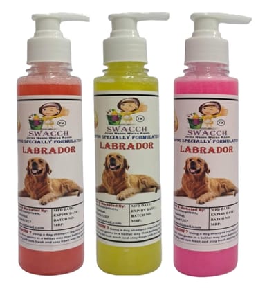 SWACCH Premium Shampoo for Labrador (200ML) (Combo Pack of 3) Strawberry, Lemon & Rose