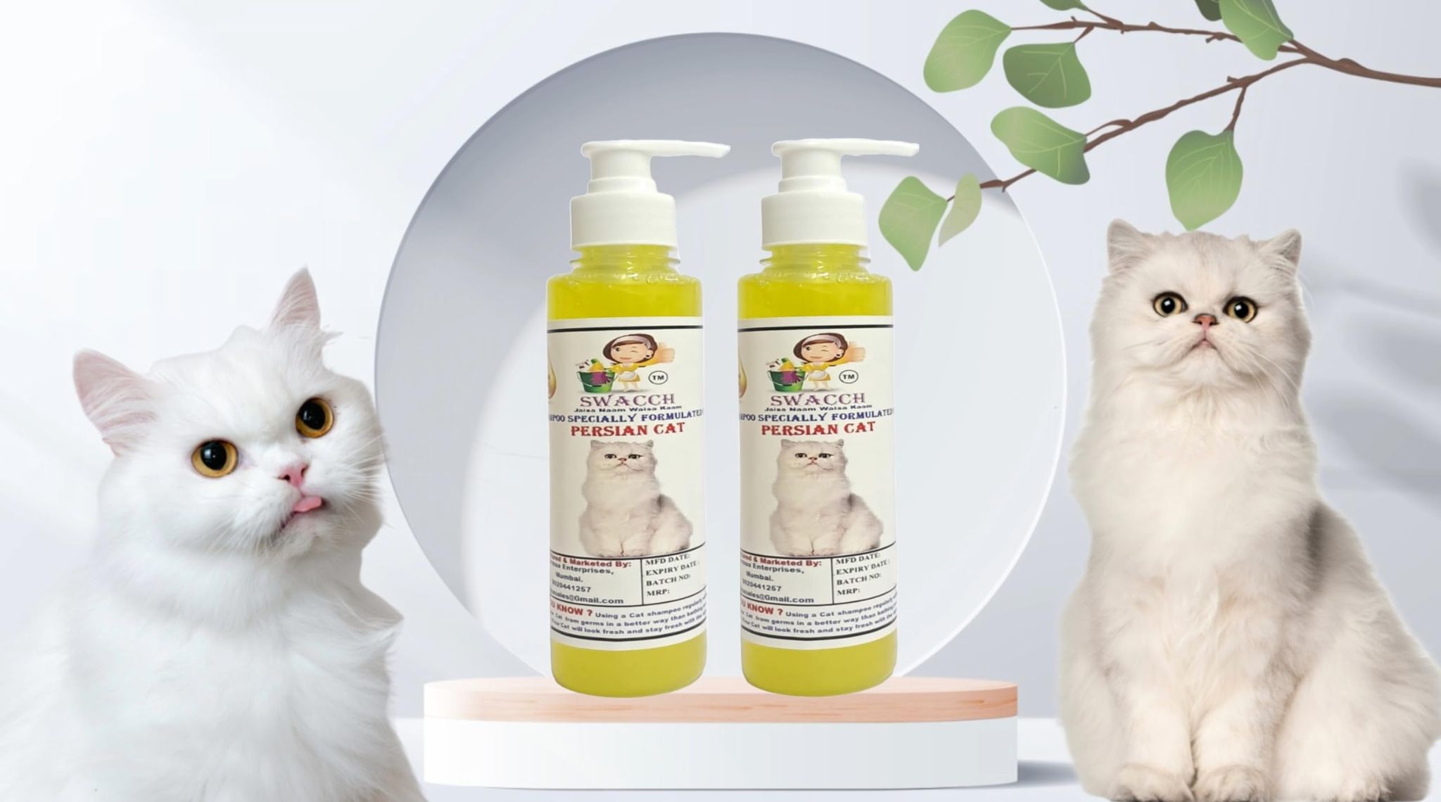 SWACCH Premium Shampoo for Persian CAT (200ML) (Pack of 2) Lemon