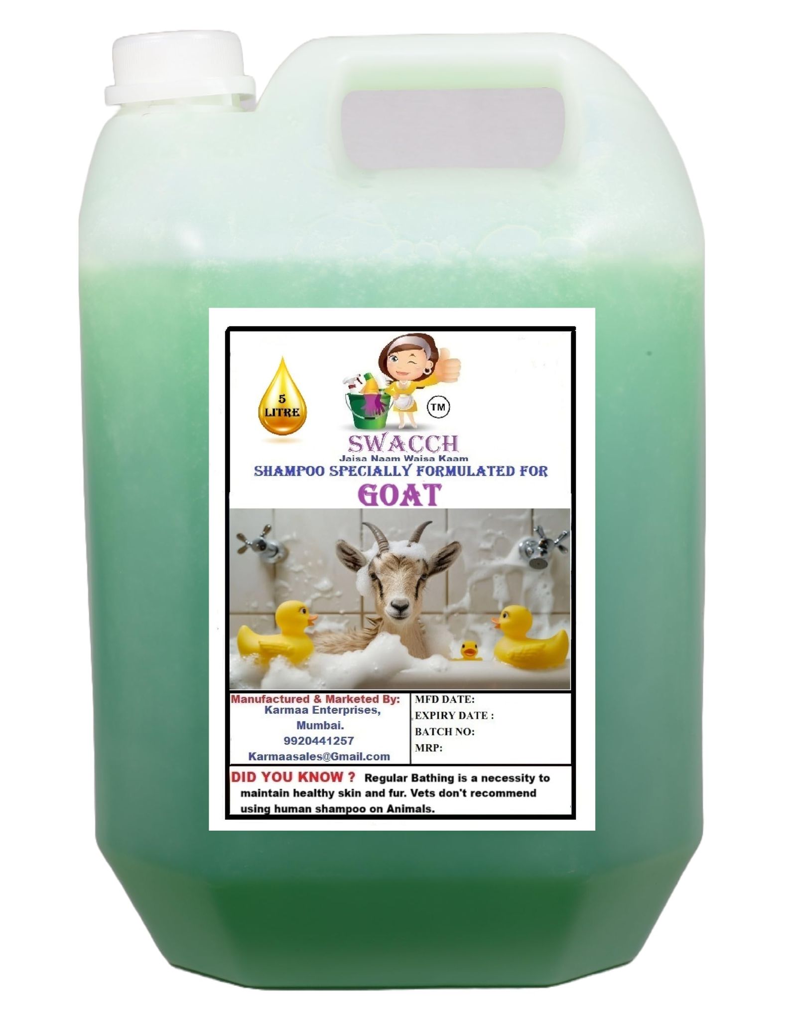 Swacch Shampoo Specially Formulated for Goat (5 Litre) Neem Alovera