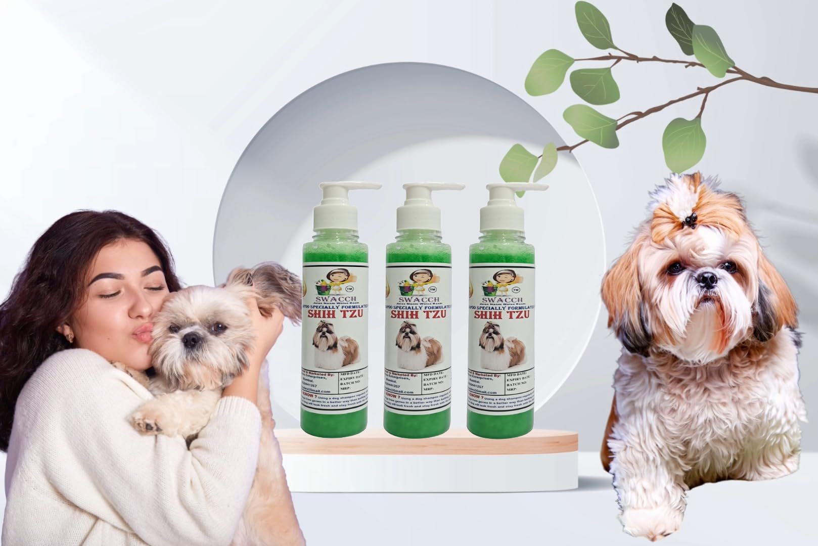SWACCH Premium Shampoo for Shih TZU (200ML) (Pack of 3) NEEM ALOVERA