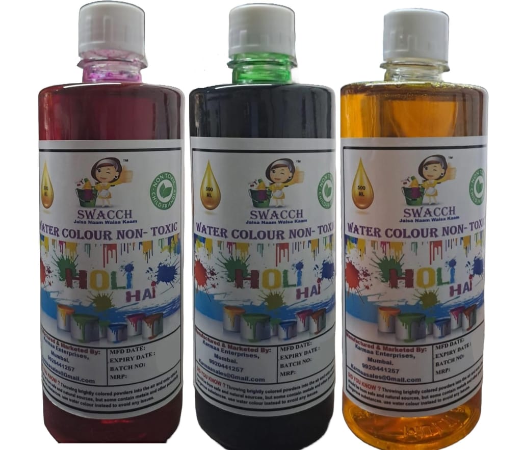 SWACCH WATER COLOUR NON-TOXIC & ECO FRIENDLY COLOUR (PINK,GREEN & YELLOW) (500ML) (PACK OF 3)