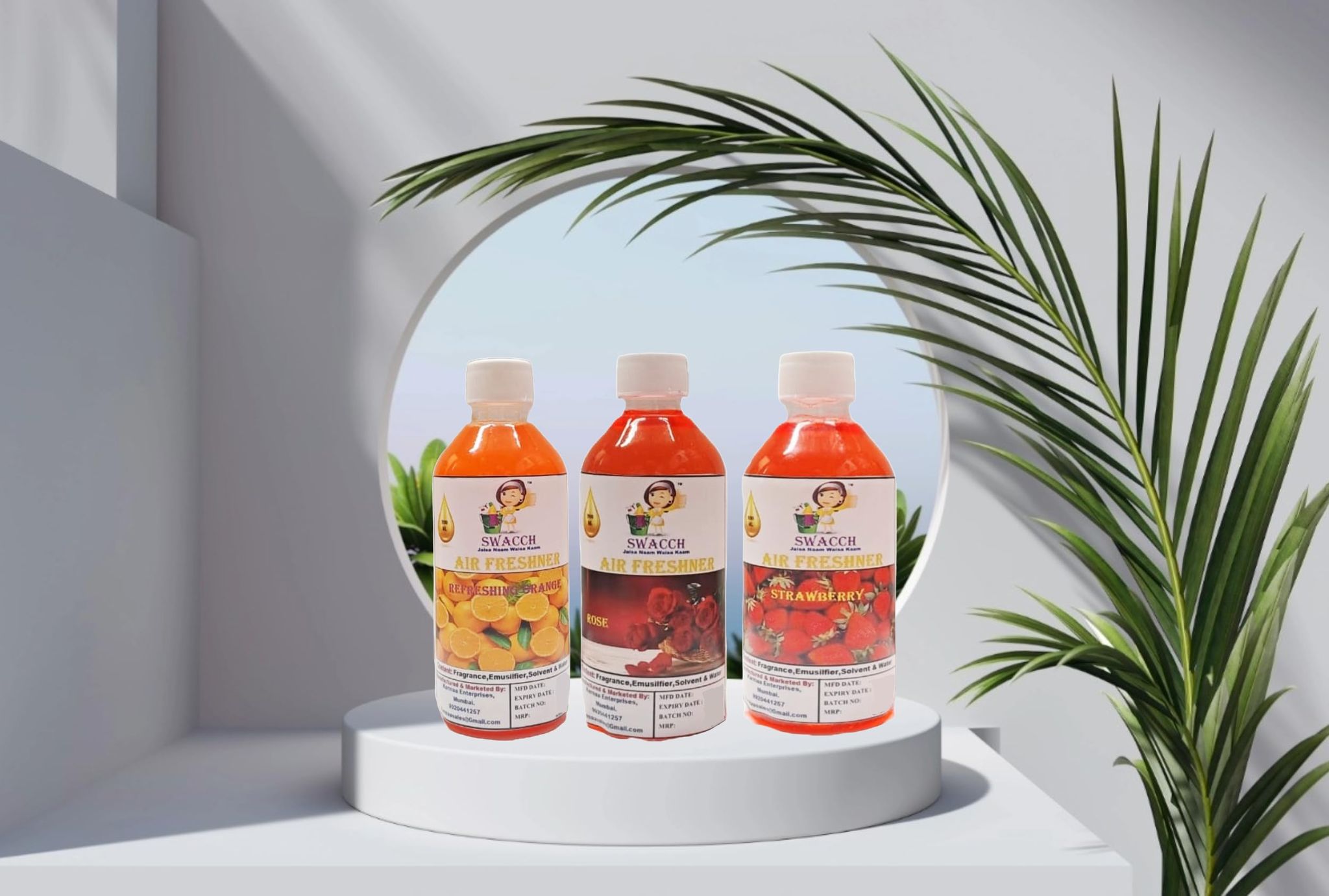 Swacch Air Freshner (200ml) (Combo Pack of 3) Orange, Rose & Strawberry