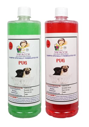 SWACCH Shampoo Specially FORMULATED for Pug (1 Litre) (Combo Pack of 2) NEEM ALOVERA & Jasmine