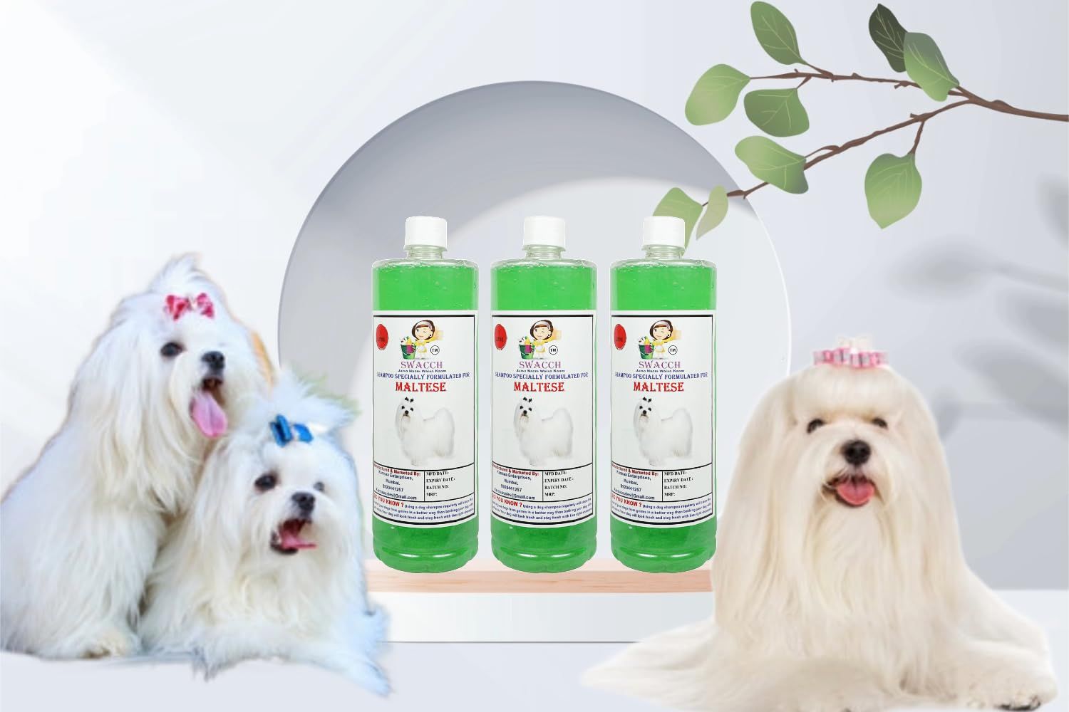 Swacch Shampoo Specially Formulated for Maltese (1 Litre) (Combo Pack of 3) Neem Alovera