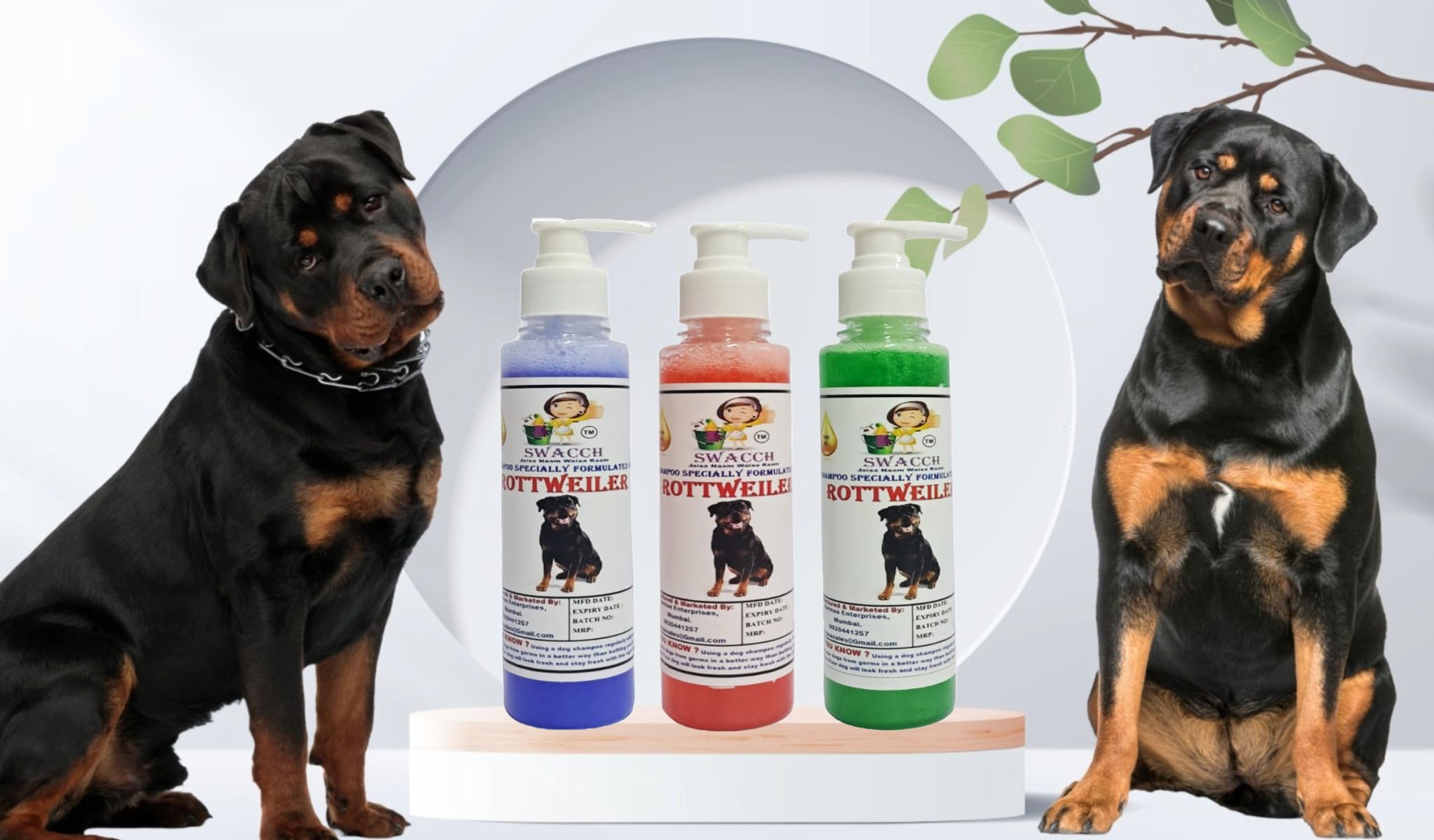 SWACCH Premium Shampoo for Rottweiler (200ML) (Combo Pack of 3) Lavender,Strawberry & NEEM ALOVERA