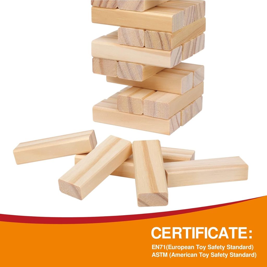 TOYWONDER Zenga Wooden 54 Wooden Building Block,Board Games, Party Game, Tumbling Tower Game for Kids and Adults, Tumbling Tower Games, Wooden Blocks Game,Stacking Game Challenging, Maths Game (Pack of 01)