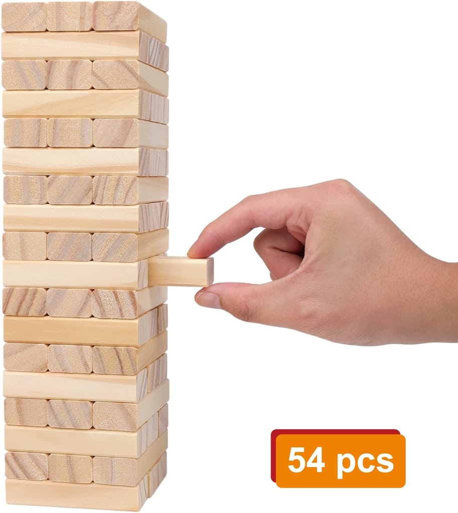 TOYWONDER Zenga Wooden 54 Wooden Building Block,Board Games, Party Game, Tumbling Tower Game for Kids and Adults, Tumbling Tower Games, Wooden Blocks Game,Stacking Game Challenging, Maths Game (Pack of 01)