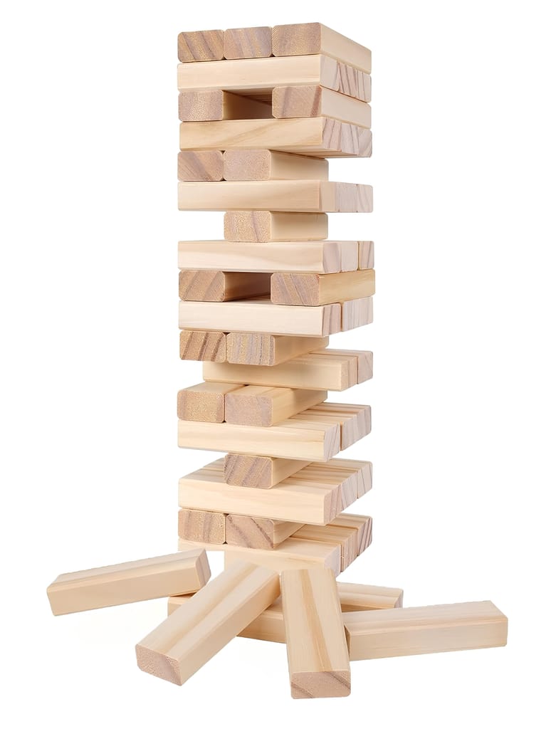 TOYWONDER Zenga Wooden 54 Wooden Building Block,Board Games, Party Game, Tumbling Tower Game for Kids and Adults, Tumbling Tower Games, Wooden Blocks Game,Stacking Game Challenging, Maths Game (Pack of 01)