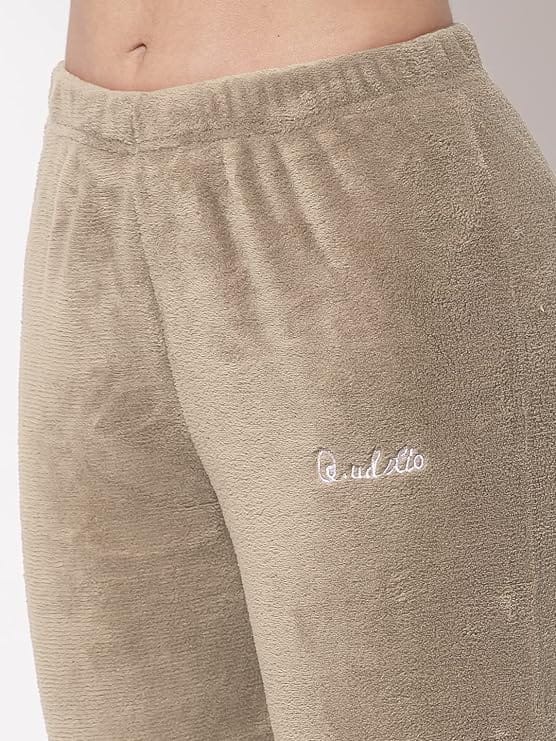 Ukal Women Winter Nightsuit Ladies Fur Nightwear Warm Night Suit for Girls Night Dress Pyjama Set Women's Full Sleeve Top and Pajama Pants Regular Fit Round Neck Pyjama Set