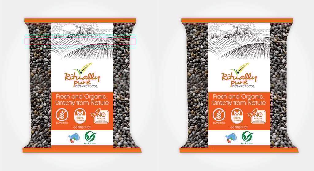 Ritually Pure 100% Organic | Chia Seeds | 500 Gm Each | Pack of 2 | 1 Kg Pack