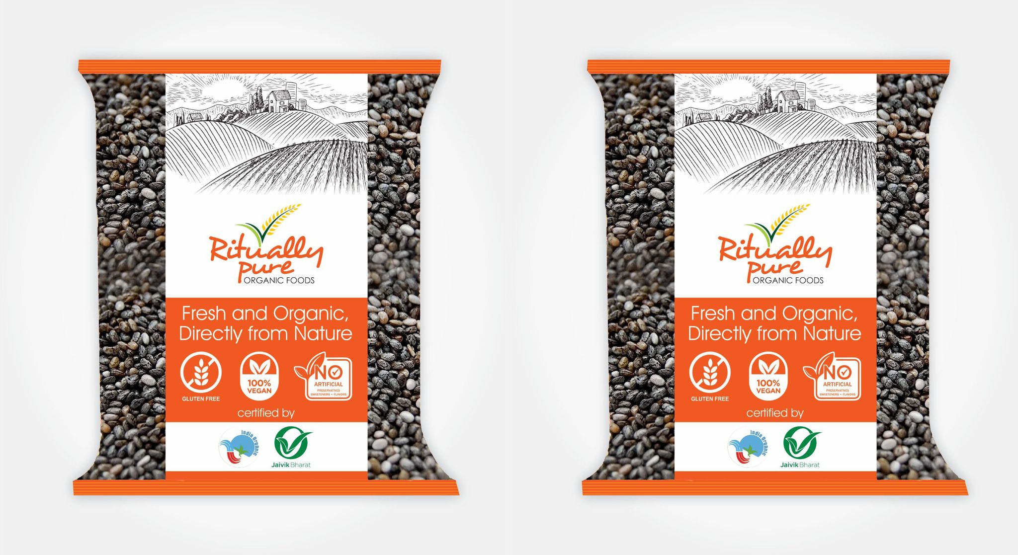 Ritually Pure 100% Organic | Chia Seeds | 500 Gm Each | Pack of 2 | 1 Kg Pack